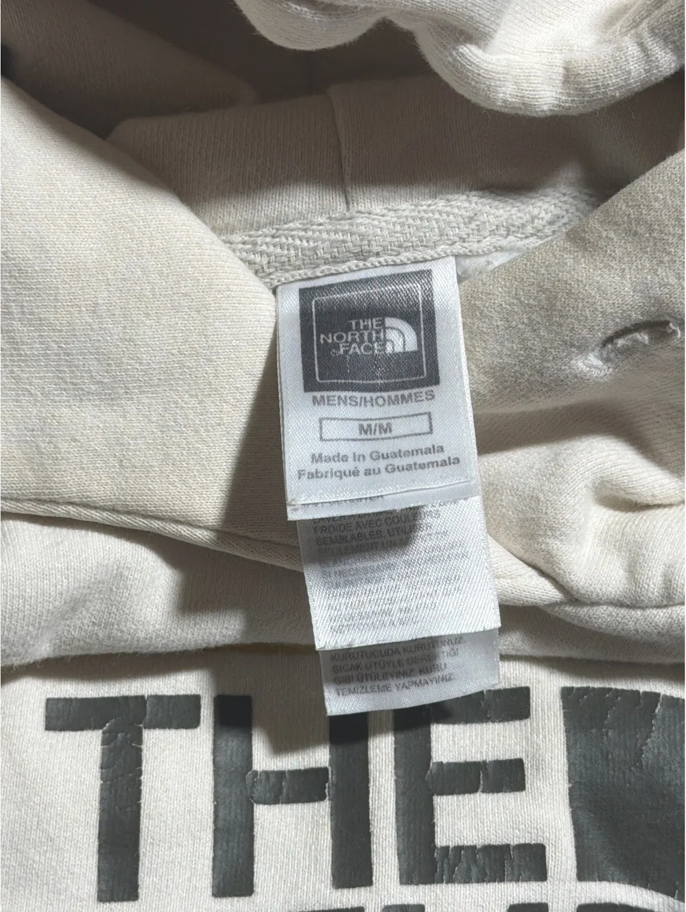 The North Face Men’s Medium Hoodie Since 1968 Logo Beige Pullover Sweatshirt